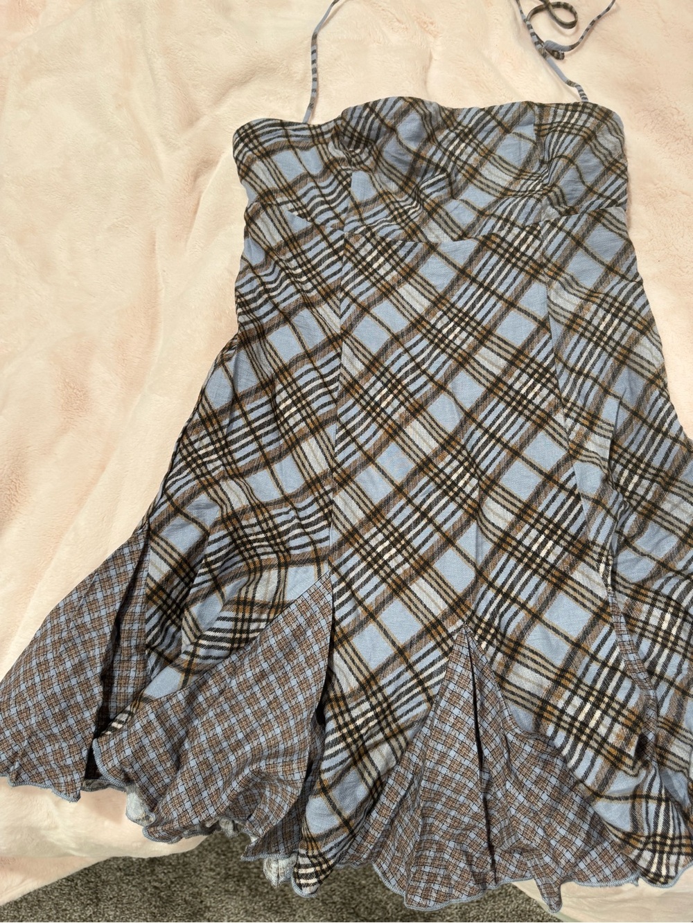 wild fable Blue and Brown Plaid A-Line Skirt